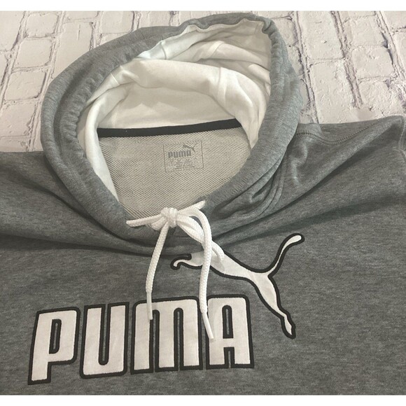 Puma Sweatshirt Unisex Size L Color Gray Embroidered Hoodie - Picture 7 of 8